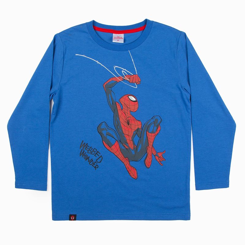 MARVEL - Polera Manga Larga Niño Webbed Wonder Spiderman Azul Marvel
