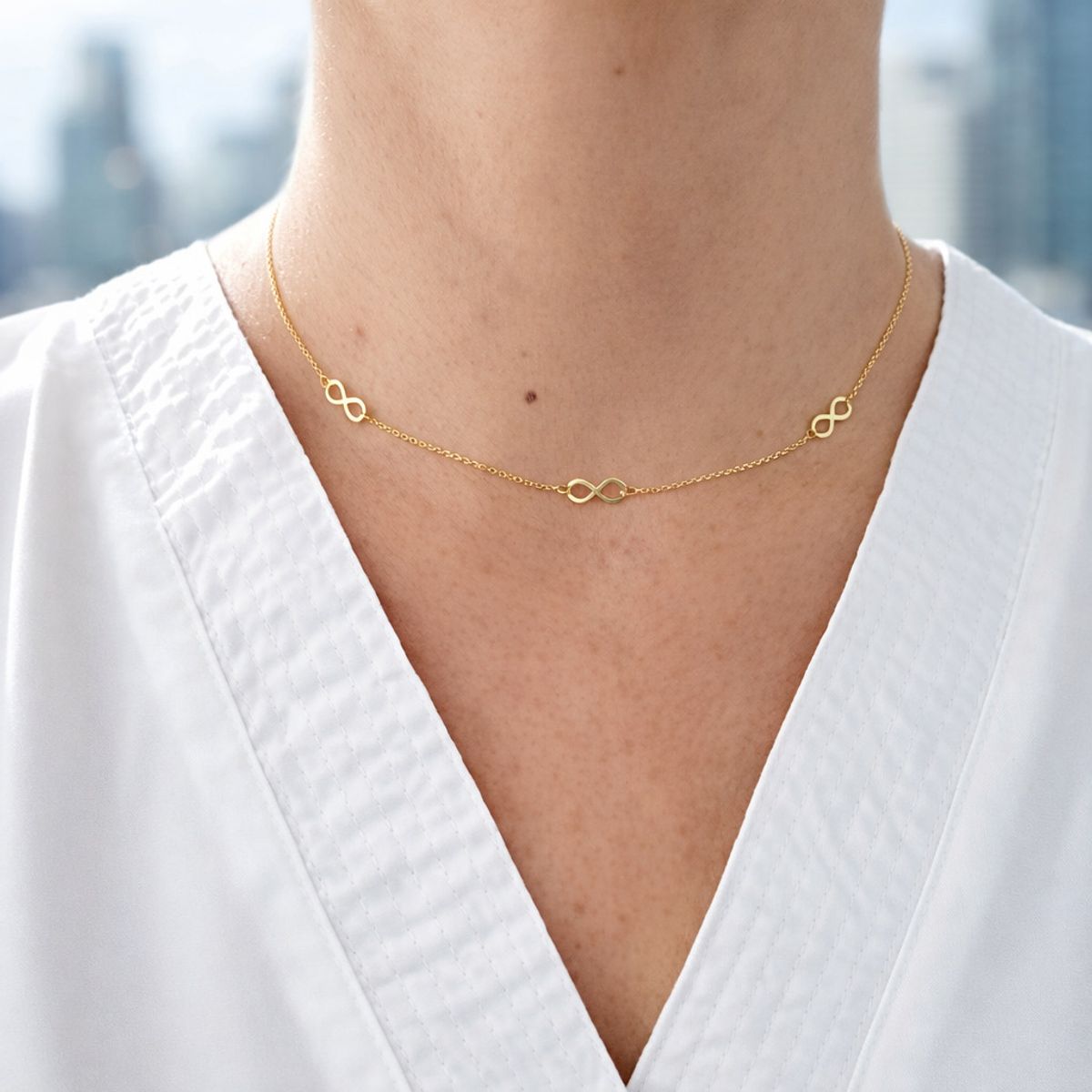 JOYAS MYTOKE - Collar Infinito Oro Italiano 750 18 Kilates Amarillo Mujer
