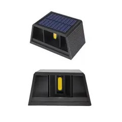 GENERICO - Aplique Luz Cálida Solar Foco Doble Cara De Pared Negro