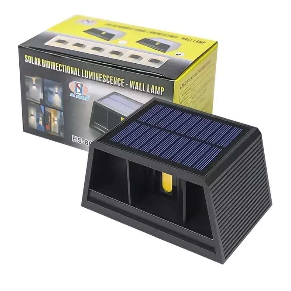 GENERICO - Aplique Luz Cálida Solar Foco Doble Cara De Pared Negro