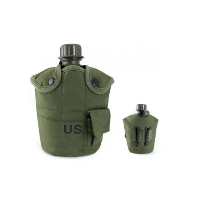 GENERICO - Cantimplora Militar Con Jarro Y Funda Verde