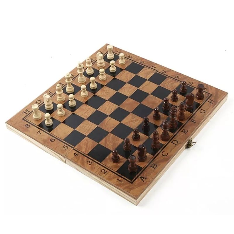 GENERICO - Ajedrez 3 En 1 De Madera Ajedrez ideal para Set de Regalo