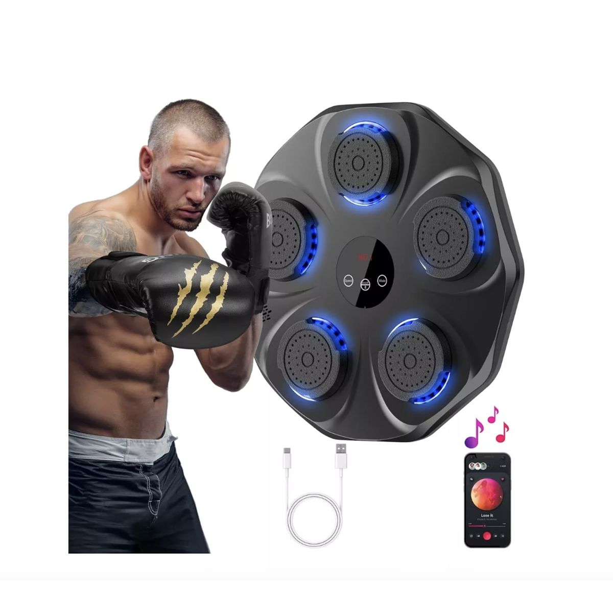 FRANAFOR - Maquina Boxeo Musical Artes Marciales Coordinación Bluetooth