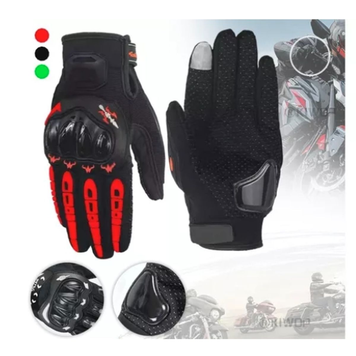 GENERICO - Guantes Para Moto Bicicleta Con Protecciones Pantalla Táctil