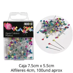 NUOVO - Caja alfileres con cabeza plástica de colores