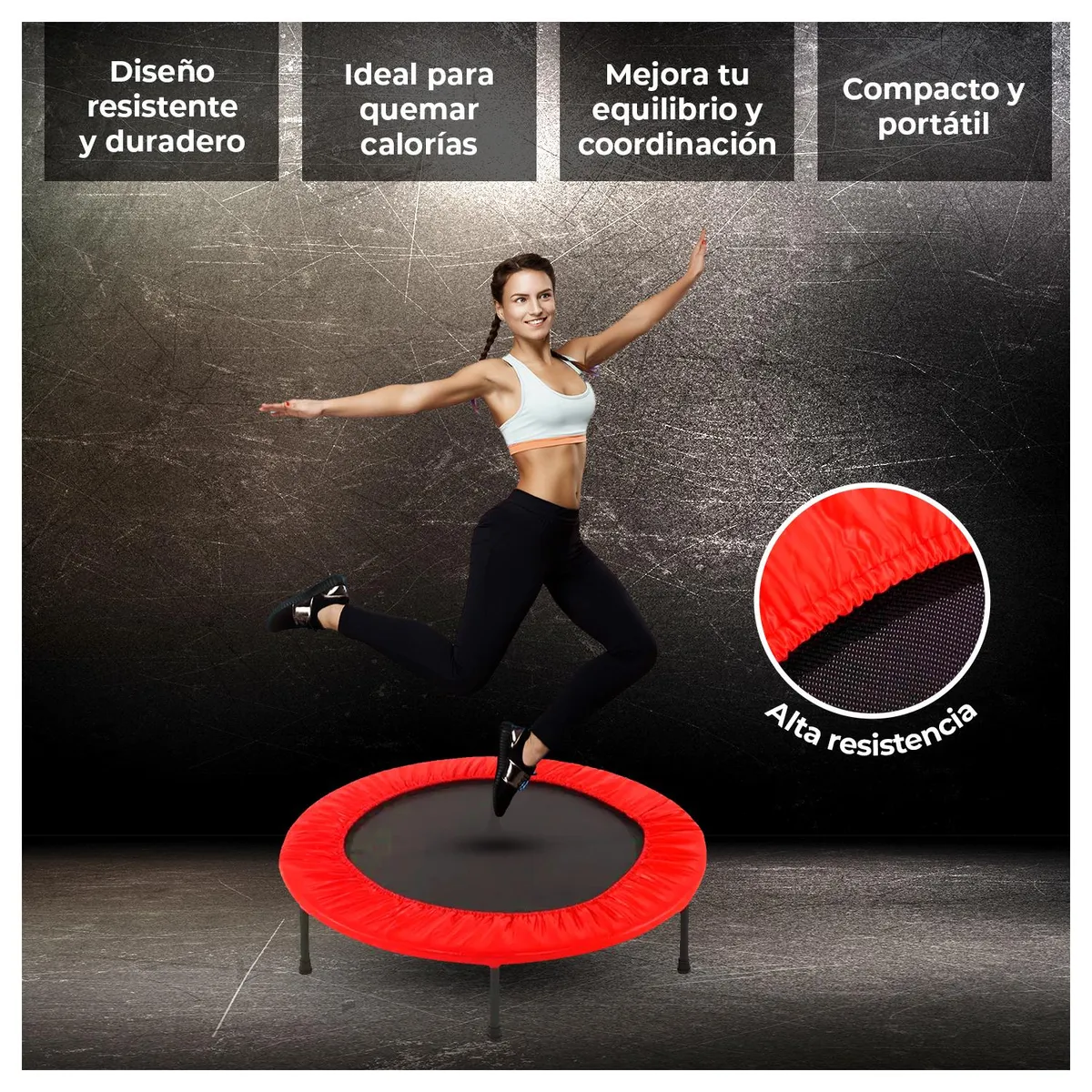 XPORT - Trampolin para Ejercicio Fitness Resistente, Compacto y Portatil