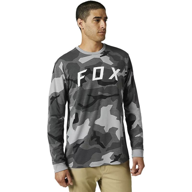 FOX - Polera Bicicleta Lifestyle BKNR Manga Larga Camo negro Fox Talla XL.-