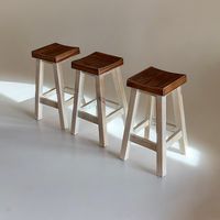 TABURETE RUSTICO BLANCO ALBAYALDE Y COLOR ROBLE 65X30X30