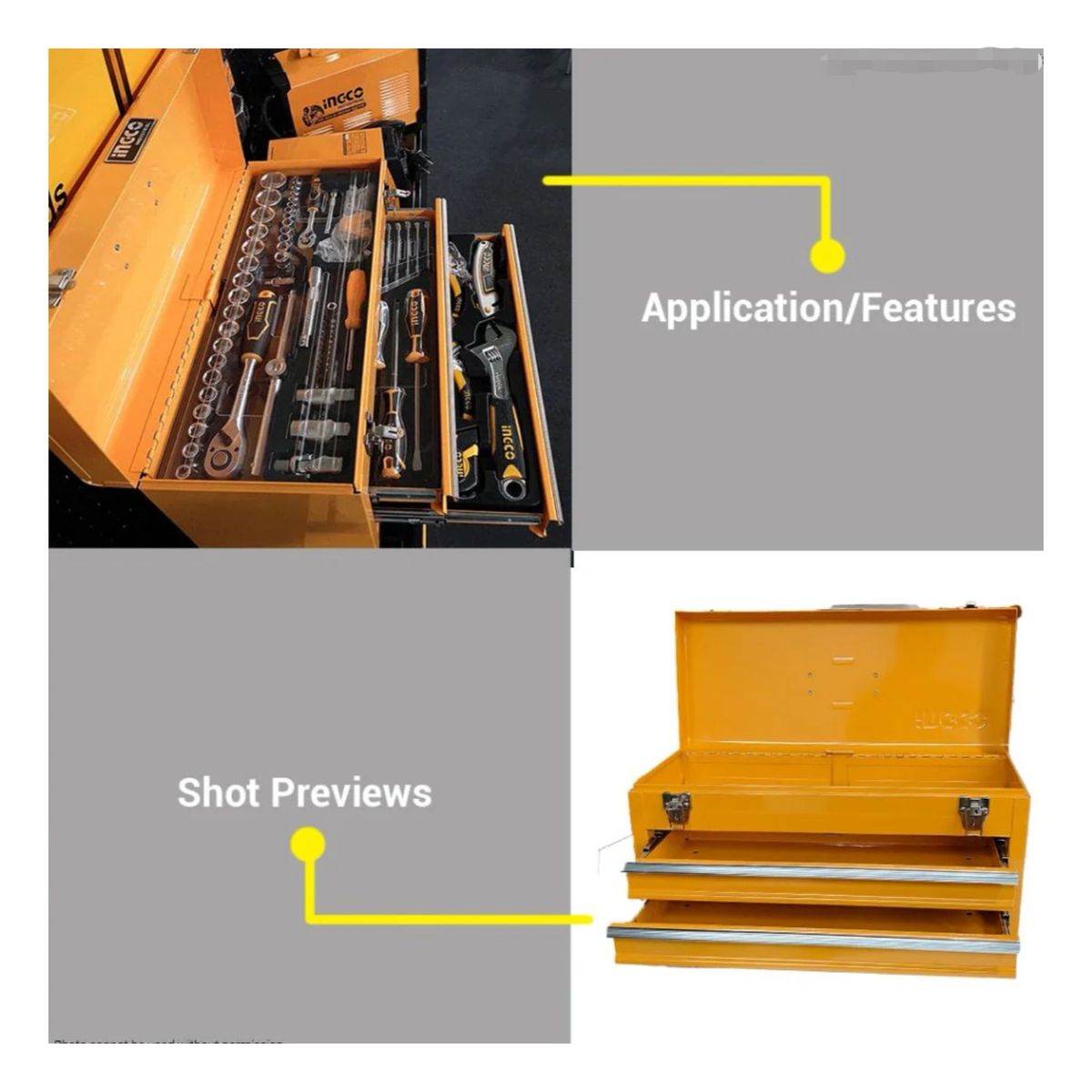 INGCO - Caja De Herramientas Metálica Ingco 28 Lt 52 Cm Htb06