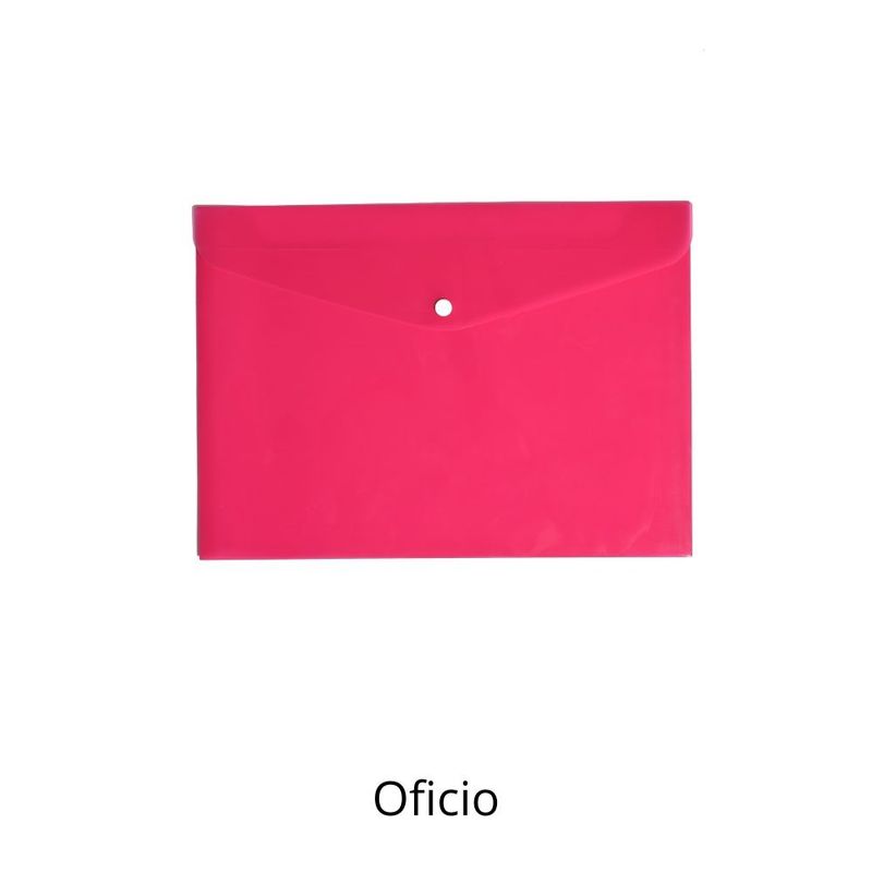 NUOVO - Carpeta tipo sobre plástico oficio con broche Fucsia