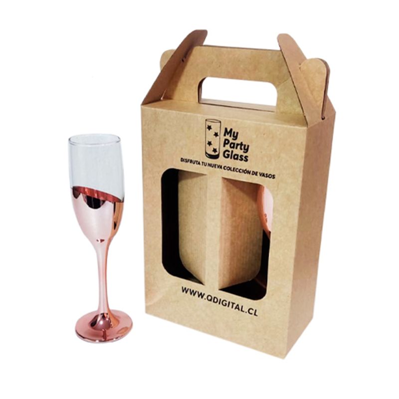 PERFECT CLASS - Set 2 Copas Espumante Ember Cobrizados 190ml Estuche