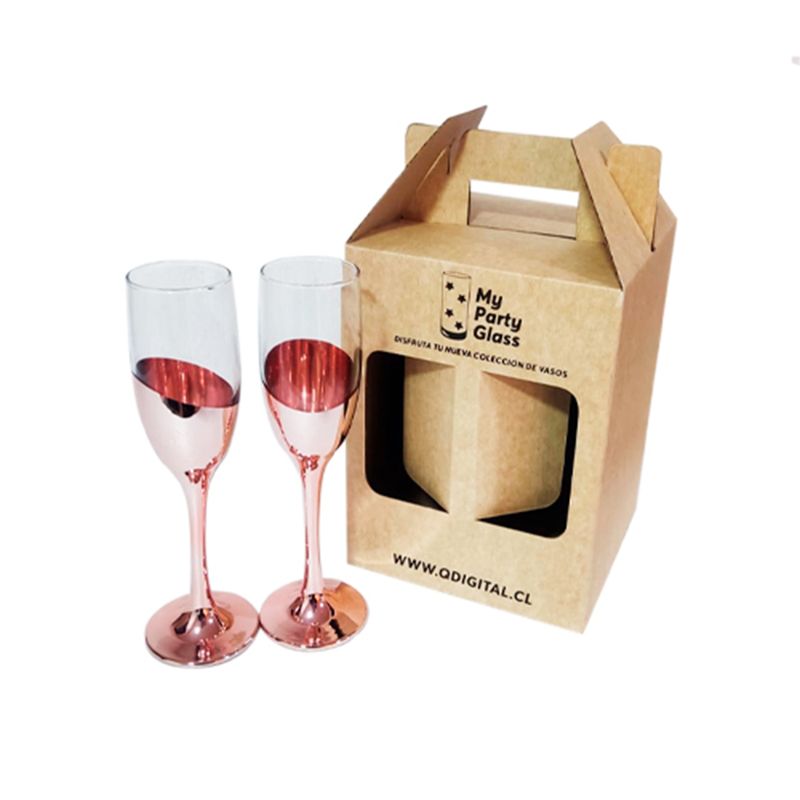 PERFECT CLASS - Set 4 Copas Espumante Ember Cobrizados 190ml Estuche