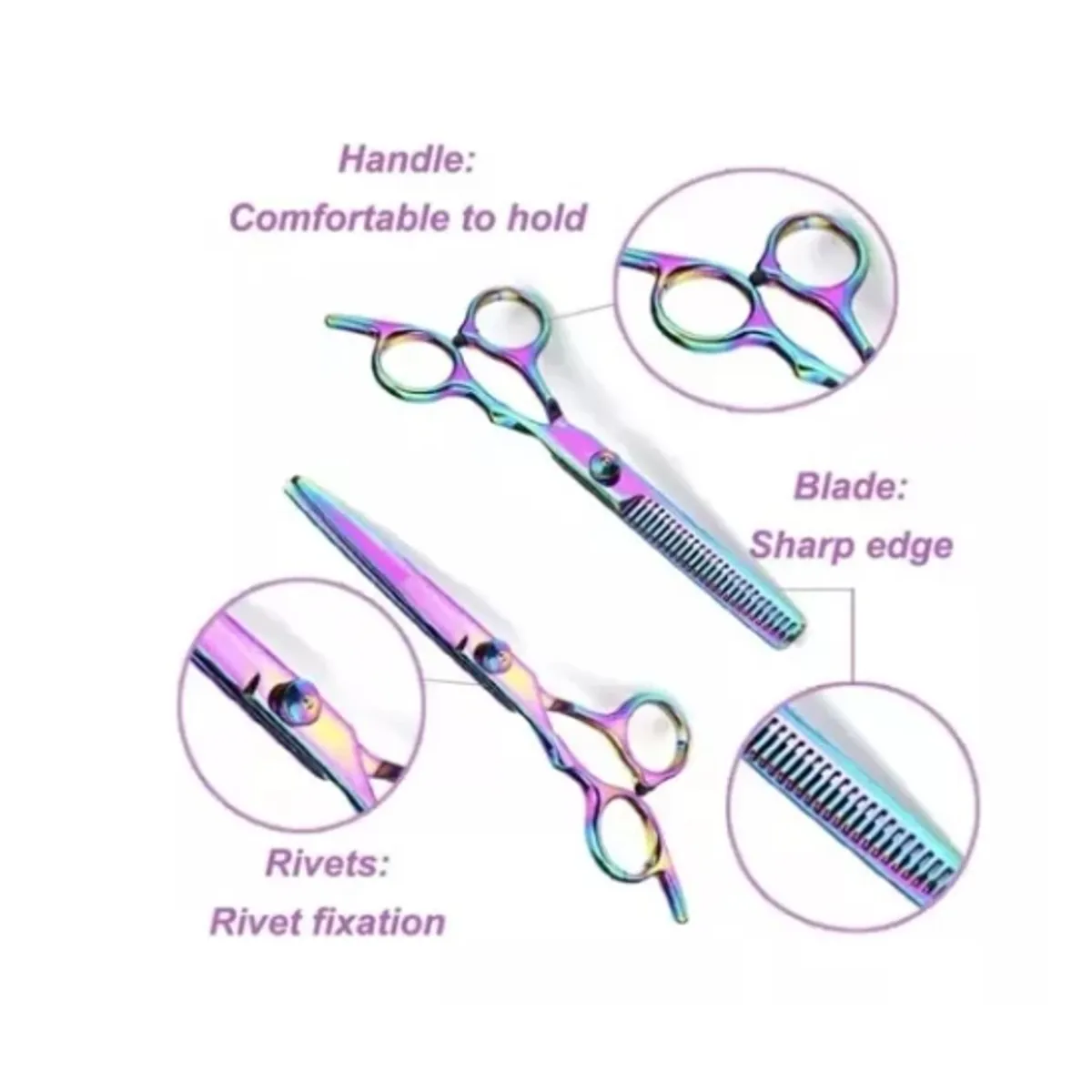 GENERICO - Kit Tijeras Estuche + Filo Navaja + Entresacadora