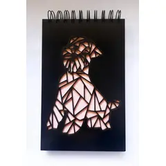 GENERICO - Croquera Perro Geométrico con tapa de madera negro