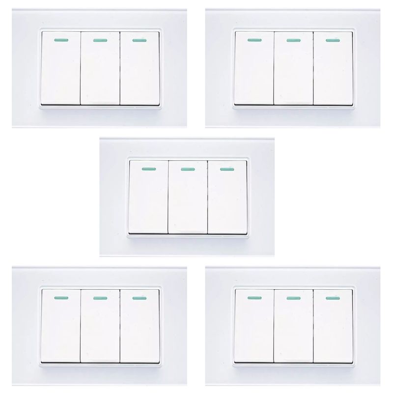 GENERICO - Pack x10 Interruptor Triple Onoff 10a Blanco Para El Hogar Y Oficina