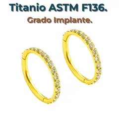 ELBAULDEJUMA - Argollas Huggies 8mm 16g Titanio F136 Zirconia Chapada Oro