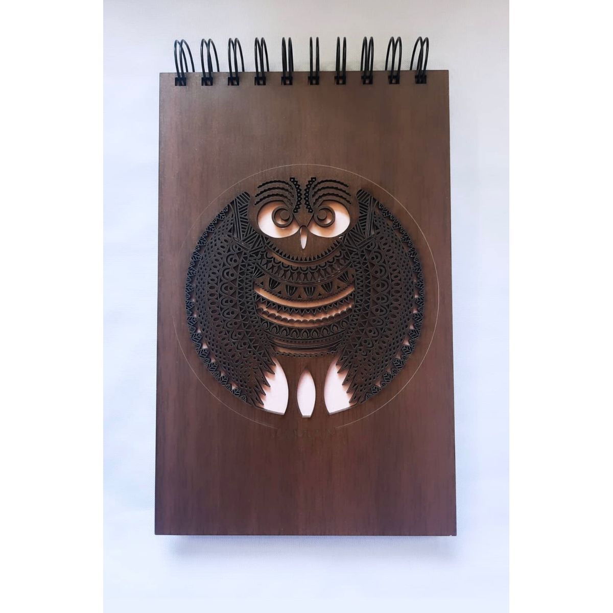 GENERICO - Croquera Búho con tapa de madera café