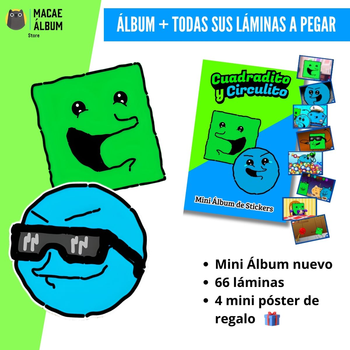GENERICO - Mini álbum Cuadradito y Circulito + Todas Sus Láminas A Pegar