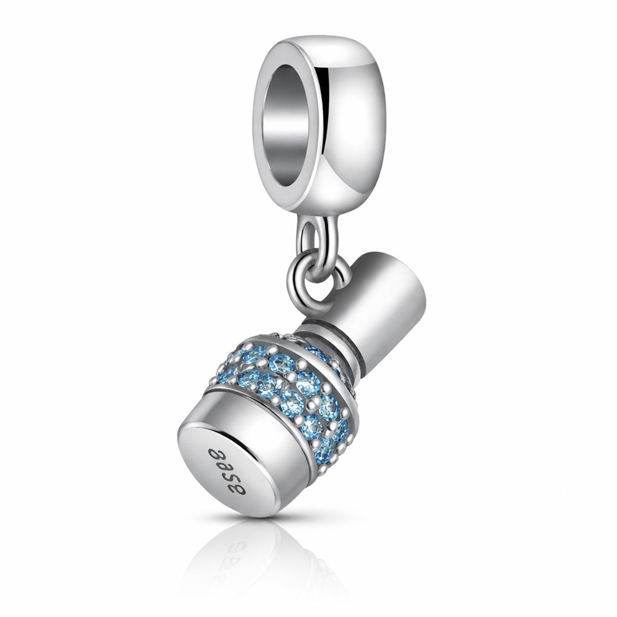 JOYAS MYTOKE - Charm Esmalte Uñas Azul Plata 925 Dije Brillos