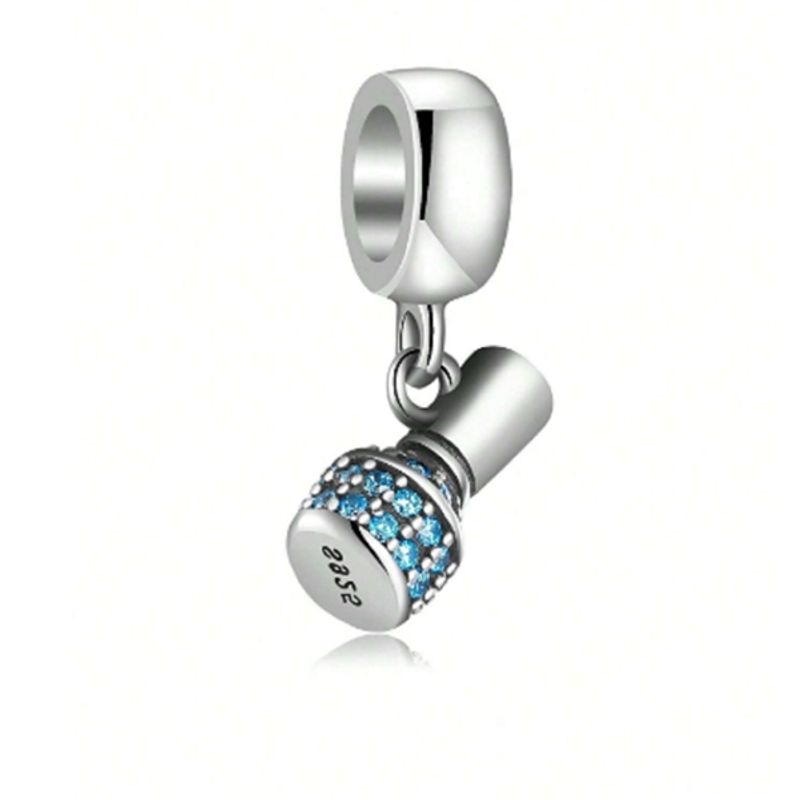 JOYAS MYTOKE - Charm Esmalte Uñas Azul Plata 925 Dije Brillos