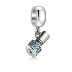 JOYAS MYTOKE - Charm Esmalte Uñas Azul Plata 925 Dije Brillos