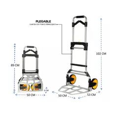GENERICO - Carro Plegable Tipo Yegua Con Asa Acero 150 Kg 52x50x115 Cm