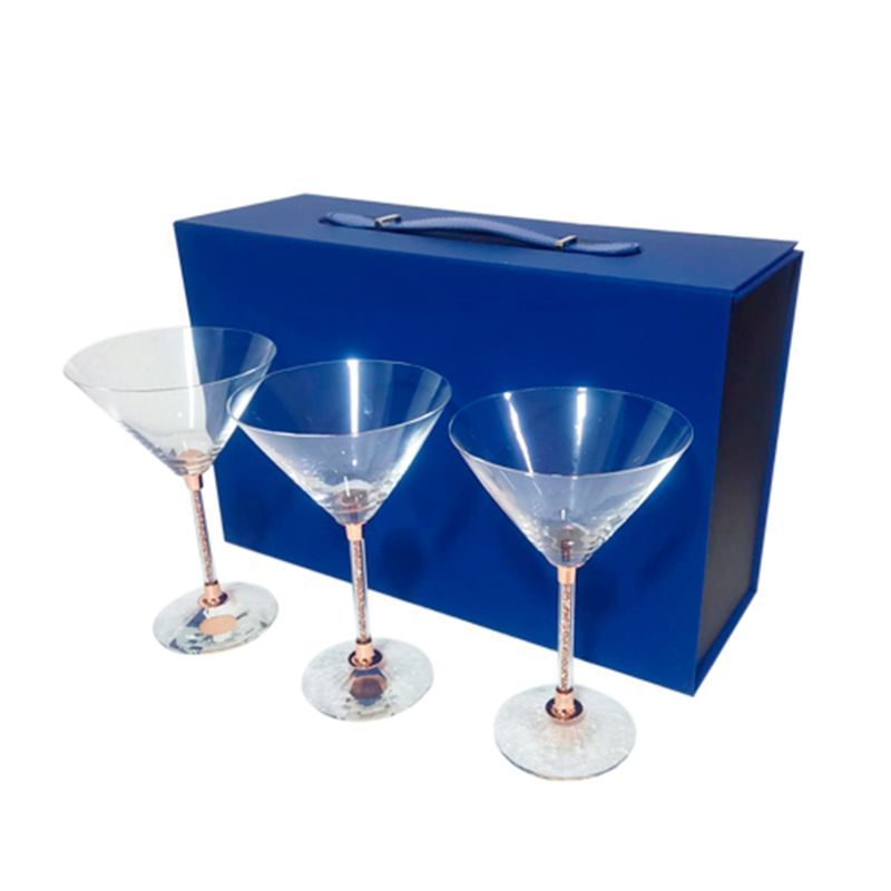 PERFECT CLASS - Set 3 Copas Martini Glow Cobrizado 274ml Maleta