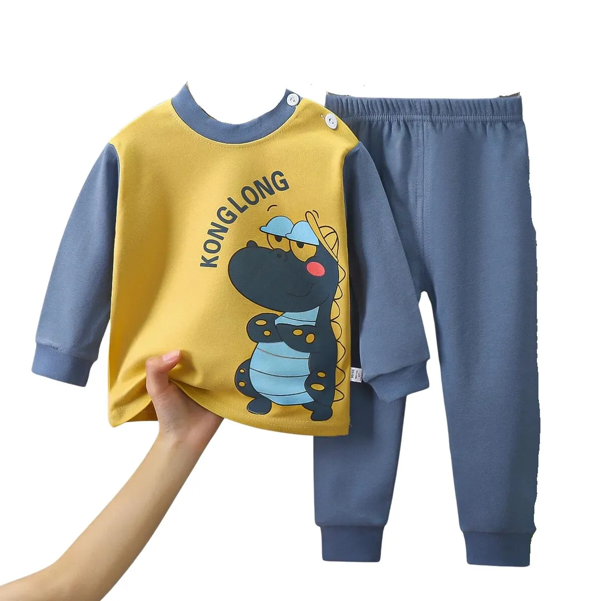 KIVARA - Pijama Niño Infantil Manga Larga Algodon Kong Long