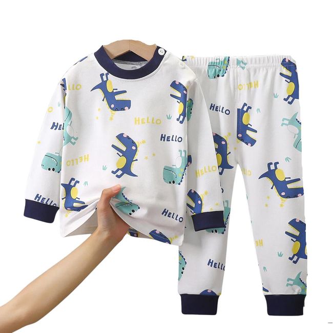KIVARA - Pijama Niño Infantil Manga Larga Algodon Hello Blanco