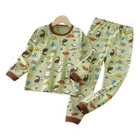 Pijama Niño Infantil Manga Larga Algodon Verde Con Dinos