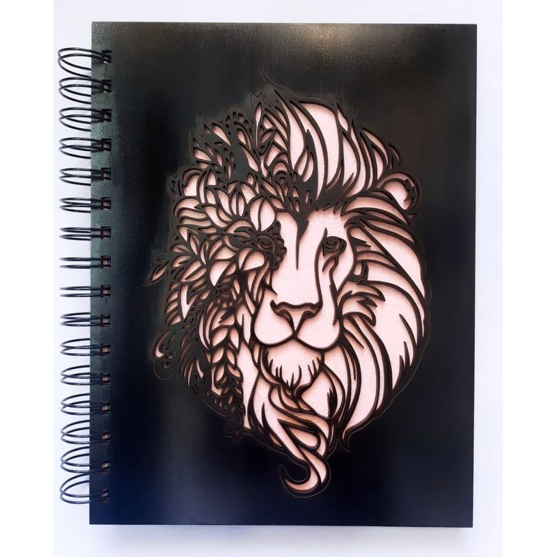 GENERICO - Cuaderno León Geométrico con tapa de madera negro