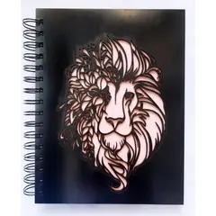GENERICO - Cuaderno León Geométrico con tapa de madera negro