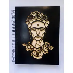 GENERICO - Cuaderno Frida con tapa de madera negro