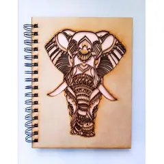 GENERICO - Cuaderno Elefante Geométrico con tapa de madera natural