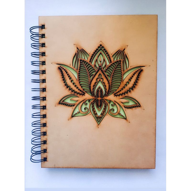 GENERICO - Cuaderno Flor del Loto con tapa de madera natural