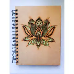 GENERICO - Cuaderno Flor del Loto con tapa de madera natural