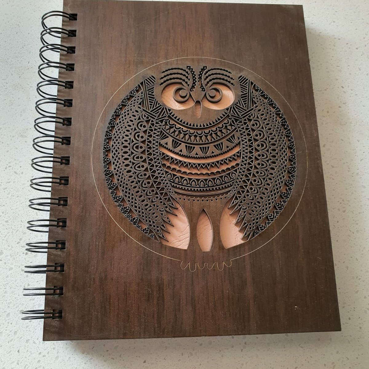 GENERICO - Cuaderno Búho con tapa de madera café