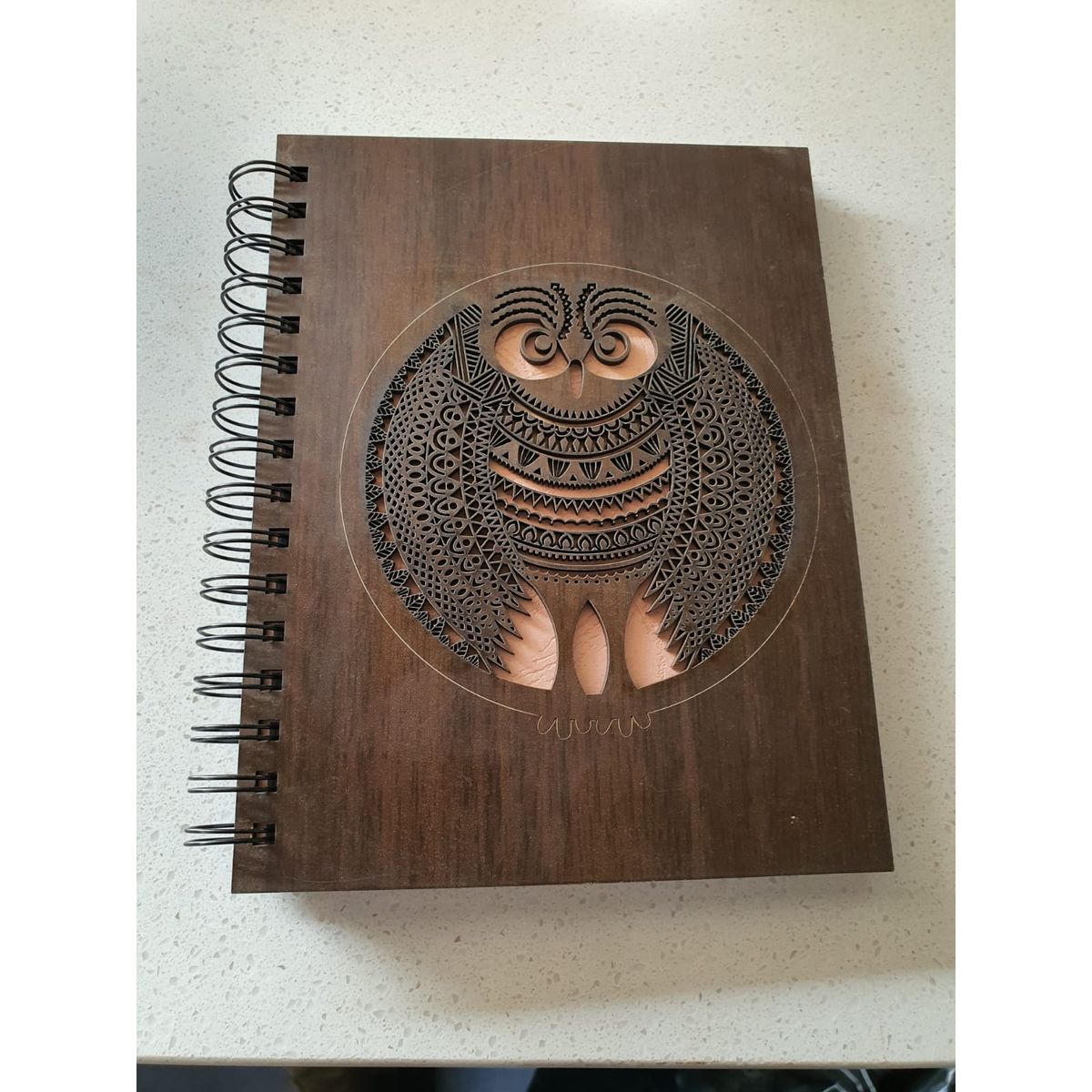 GENERICO - Cuaderno Búho con tapa de madera café