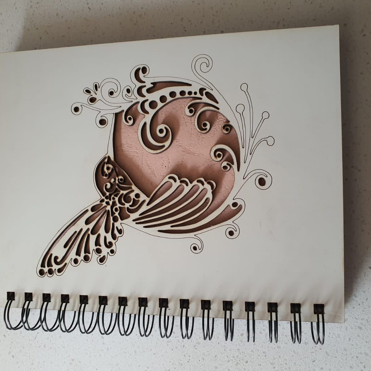 GENERICO - Cuaderno Colibrí con tapa de madera blanco