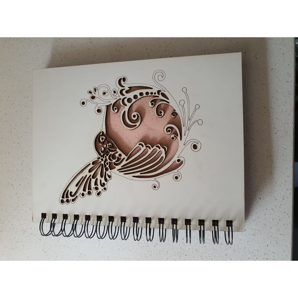 GENERICO - Cuaderno Colibrí con tapa de madera blanco