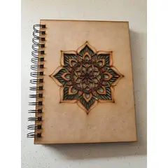 GENERICO - Cuaderno Mandala Flor con tapa de madera natural