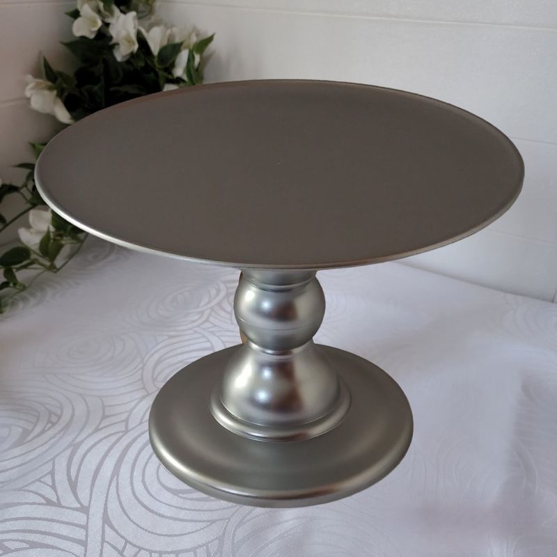 GENERICO - Porta Torta tipo Alzador Boleira con Pedestal 27cm Diá - Plateado