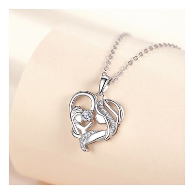 Imagen 2 del producto Collar Colgante Corazón Plata S925 Madre Hijo Regalo Mamá