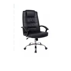 GENERICO - Sillón Ejecutivo Cuero Pu Negro Silla Reclinable Con Apoyabrazos