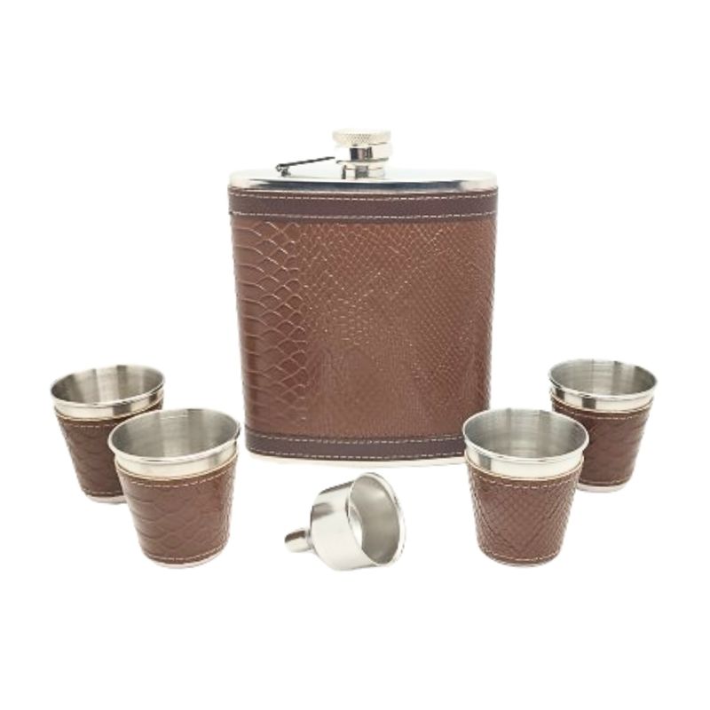 GENERICO - Set Petaca Cafe con 4 Shoots Acero 18 oz.