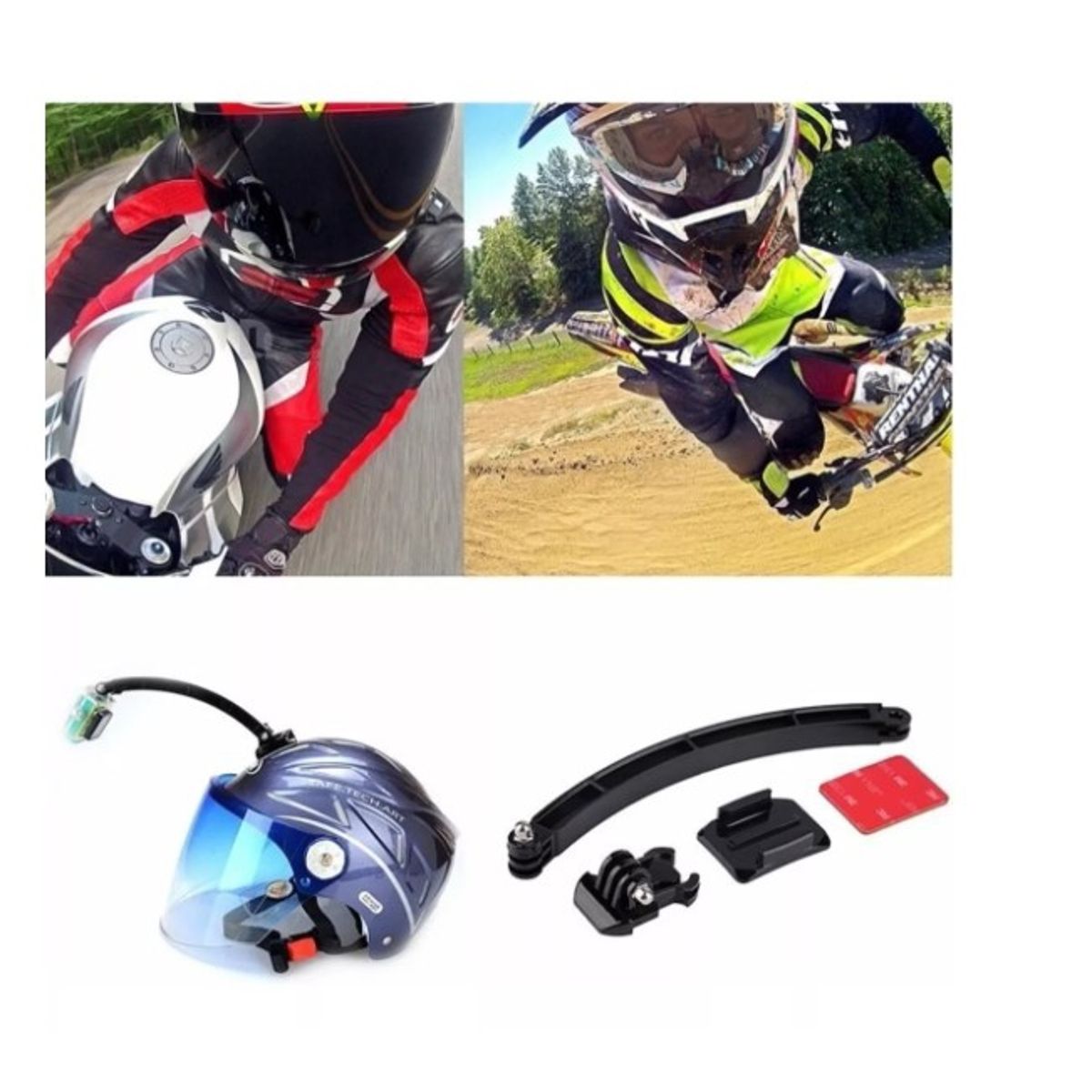 GENERICO - Soporte Extendido Curvo Para Casco Compatible Con Gopro Hero