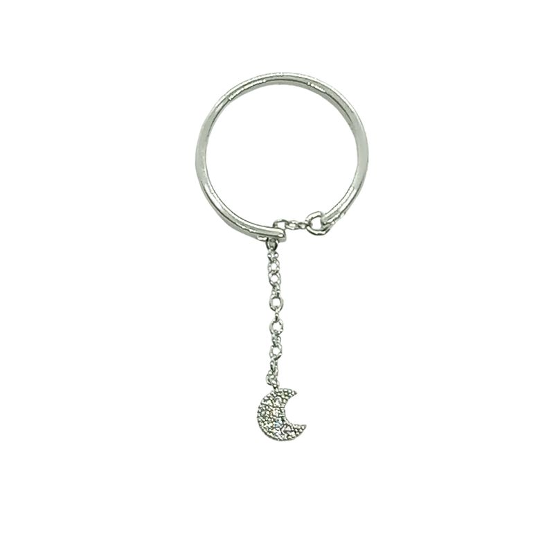 GENERICO - Anillo Cadena Luna de Plata