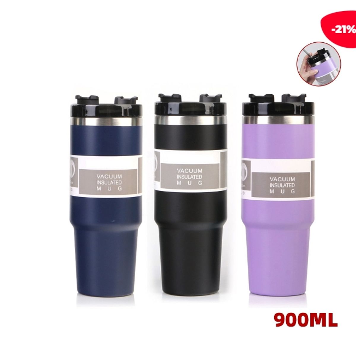 GENERICO - TERMO PARA AGUA CALIENTE CON BOMBILLA 900ML