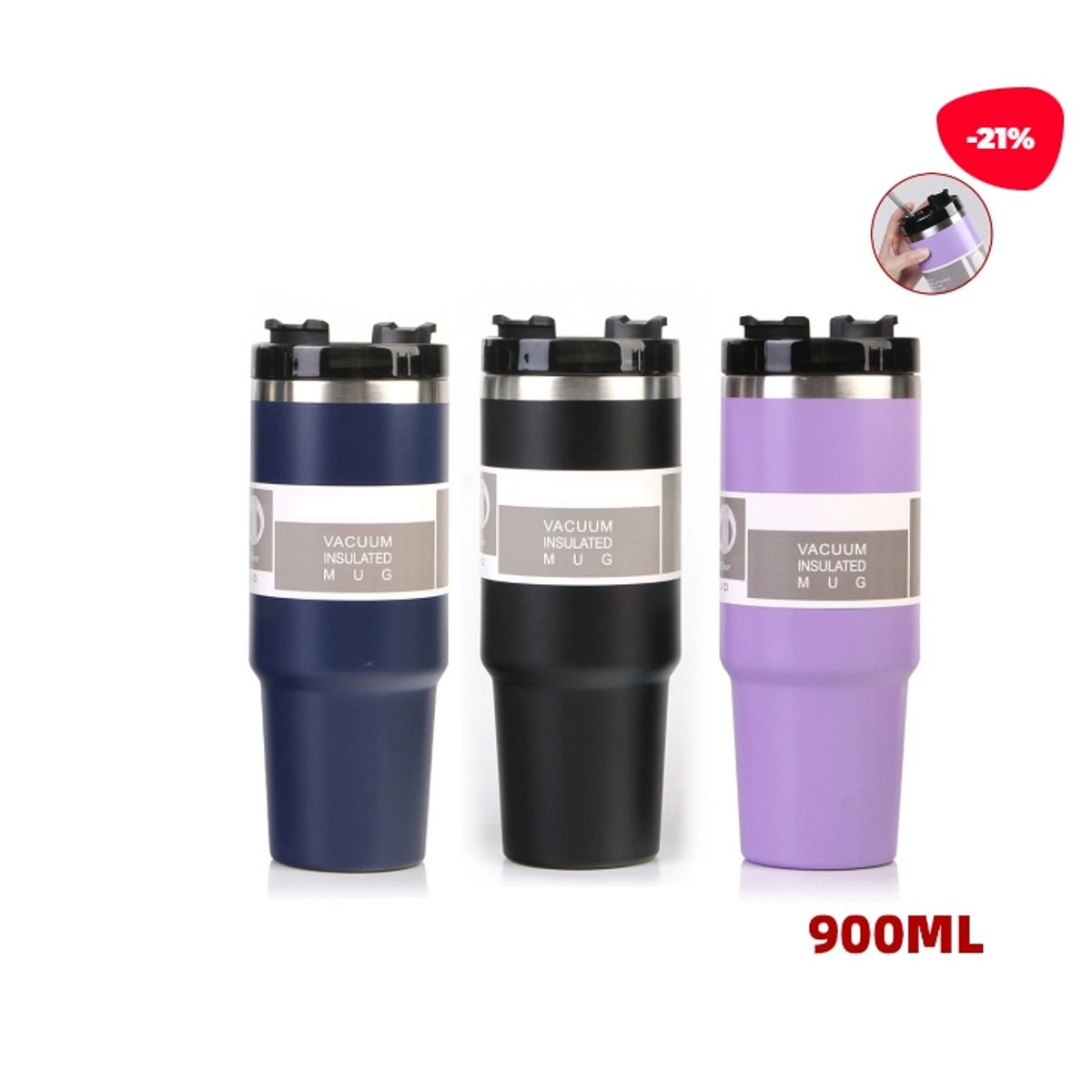 GENERICO - TERMO PARA AGUA CALIENTE CON BOMBILLA 900ML