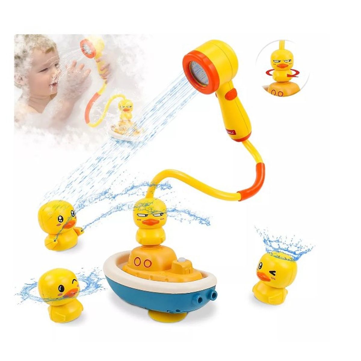 GENERICO - Rociador De Agua Para Ducha De Pato Amarillo Con Ventosa